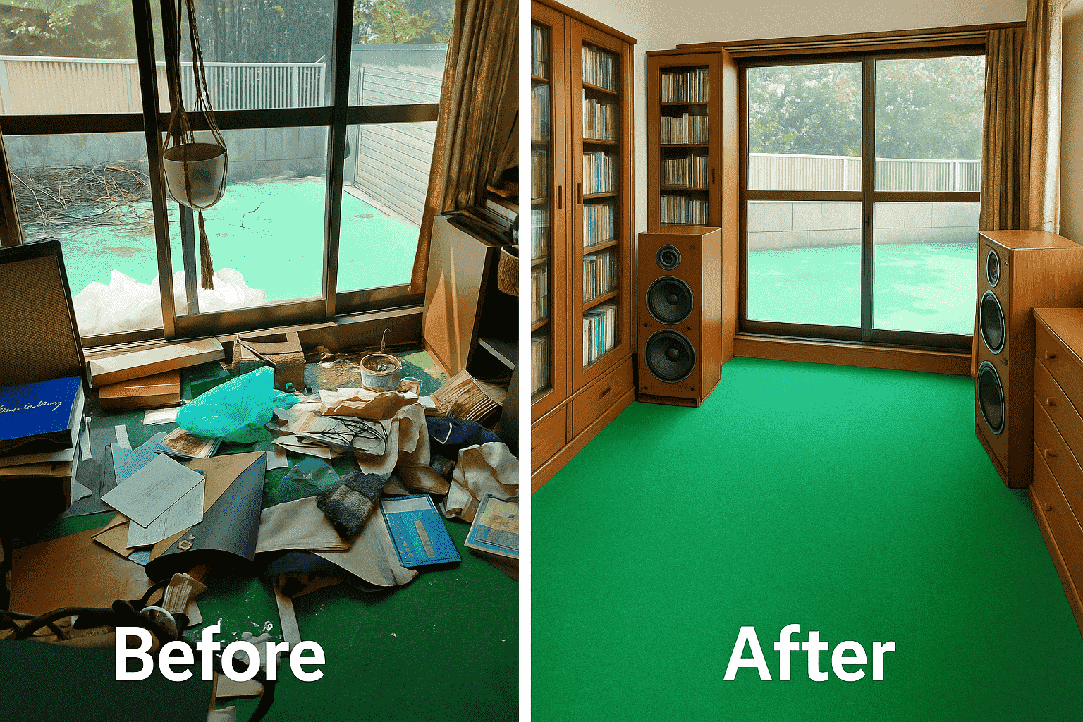 掃除前と作業後の奇麗になった部屋